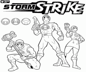 Coloriage Power Rangers Ninja Storm armés