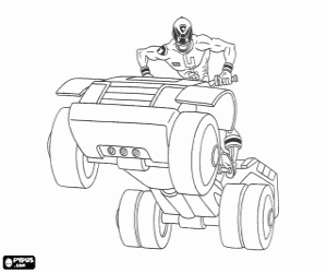 Coloriage Power Rangers SPD dans une jeep
