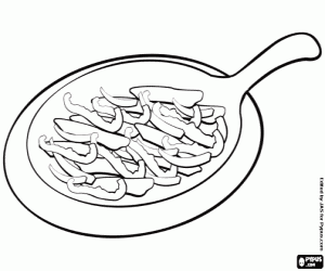 Coloriage Poêle à frire avec fajitas de poulet