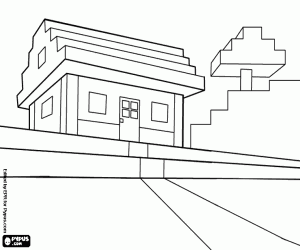Coloriage Première maison de Minecraft