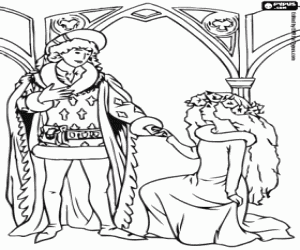 Coloriage Prince et princesse sur ses genoux