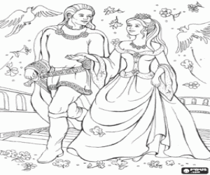 Coloriage Les princes au jardin royal