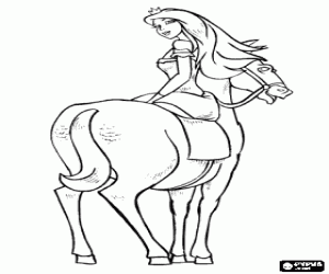 Coloriage La princesse assis sur un cheval