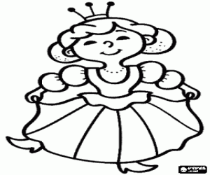 Coloriage La princesse avec une belle robe