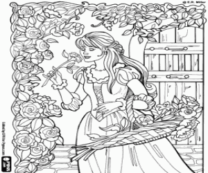 Coloriage La princesse de Leonora et les fleurs