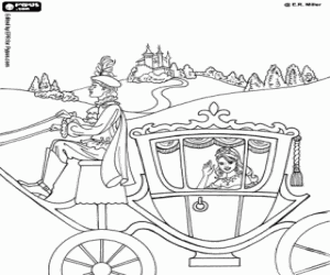 Coloriage Princesse Leonora dans la calèche