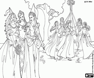 Coloriage Princesse Leonora et les jeunes filles