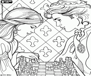 Coloriage Princesse Leonora et échecs
