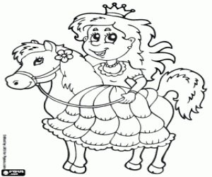 Coloriage Princesse à cheval
