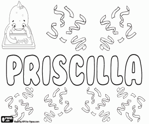 Coloriage Priscilla, nom féminin