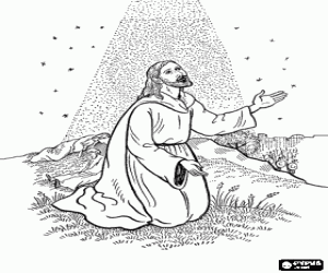 Coloriage La prière de Jésus dans le jardin