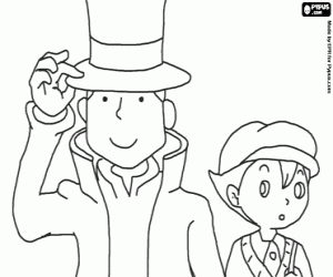 Coloriage Professeur Layton et Luke Triton