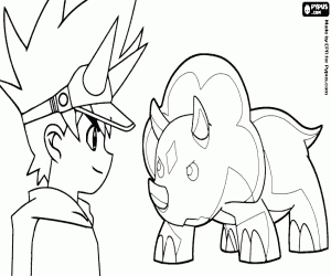 Coloriage Profil de Max et de Chomp, Dinosaur King