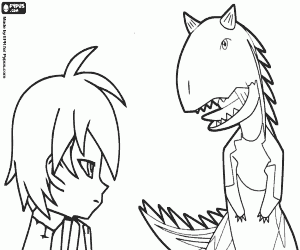 Coloriage Profil de Rex et Ace, Dinosaure King