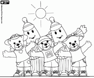 Coloriage Protagonistes de Bananes en pyjama