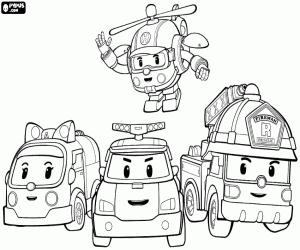 Coloriage Les protagonistes de Robocar Poli