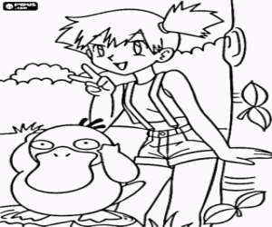 Coloriage Psykokwak et May, Pokemon
