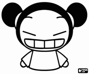 Coloriage Pucca, une petite fille très souriante