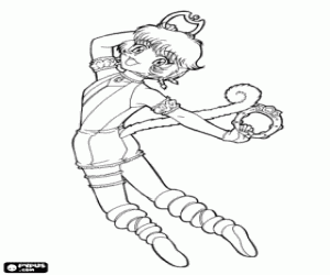 Coloriage Pudding, Mew Mew avec queue de singe