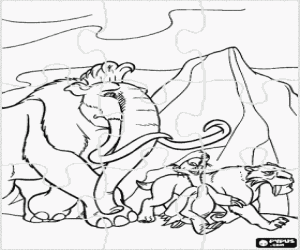 Coloriage Puzzle avec les aventures de L'Age de glace