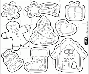 Coloriage Puzzle avec biscuits de Noël