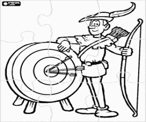 Coloriage Puzzle avec le célèbre Robin des bois