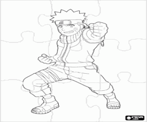 Coloriage Puzzle avec le ninja Naruto