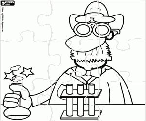 Coloriage Puzzle avec un scientifique