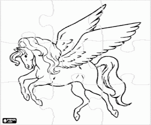 Coloriage Puzzle du cheval ailé