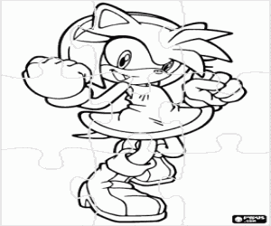 Coloriage Puzzle de Amy Rose, Sonic