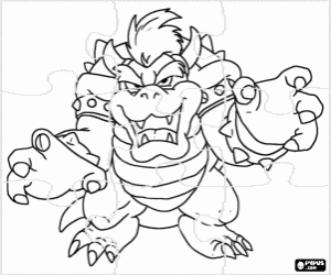 Coloriage Puzzle de Bowser, ennemi de Mario