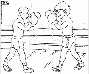 Coloriage Puzzle de boxe, sport de combat