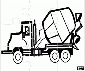 Coloriage Puzzle de camion bétonnière
