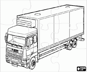 Coloriage Puzzle de camion semi-remorque