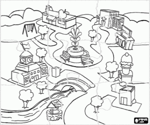 Coloriage Puzzle de centre ville