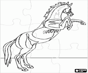 Coloriage Puzzle de cheval élevé