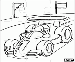 Coloriage Puzzle de la compétition automobile