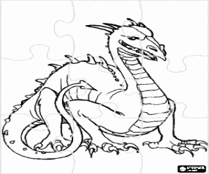 Coloriage Puzzle de dragon sur le sol