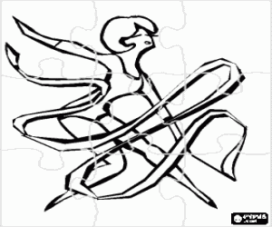 Coloriage Puzzle de Gymnastique rythmique, ruban