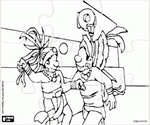 Coloriage Puzzle de le jeu de balle maya