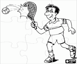 Coloriage Puzzle de joeur de tennis et un volley