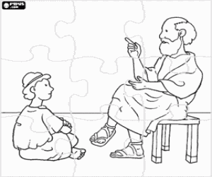 Coloriage Puzzle de l'éducation en Grèce antique