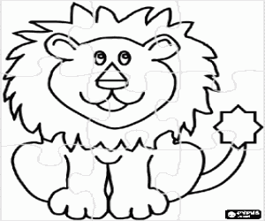 Coloriage Puzzle de lion posé