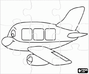 Coloriage Puzzle de petit avion avec face