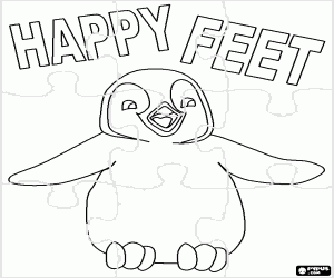 Coloriage Puzzle de pingouin Happy Feet