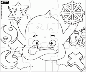 Coloriage Puzzle de Pypus et les religions