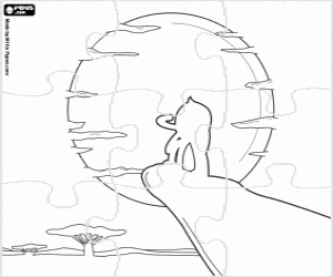 Coloriage Puzzle de Pypus comme le Roi Lion