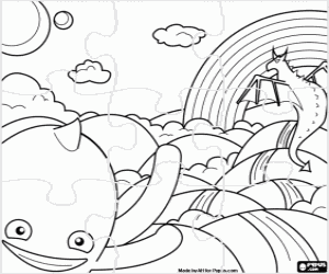 Coloriage Puzzle de Pypus et un monde fantastique