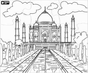 Coloriage Puzzle de Taj Mahal, Inde