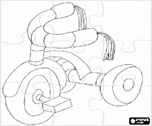 Coloriage Puzzle de tricycle pour enfants